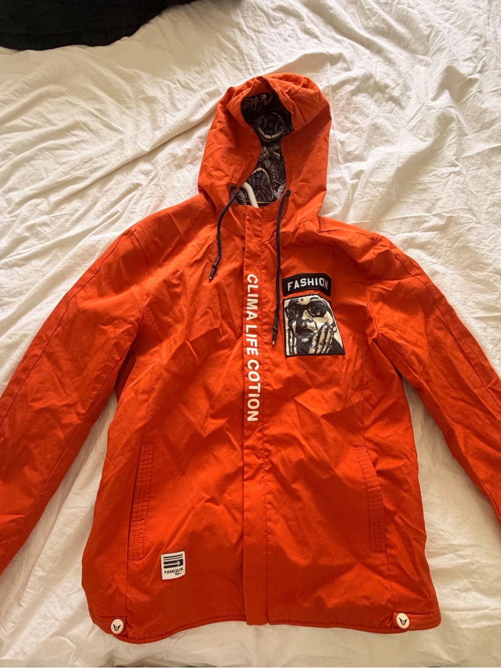 Men's Orange Hooded Jacket - Fashion Graphic